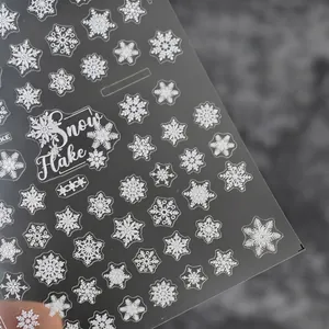 Snowflake Nail Art Stickers Ultra Thin White Winter Decals Japanese Style Self Adhesive DIY Manicure Relief Texture
