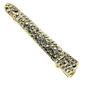 Golden hair clip with dark grey rhinestones and alligator teeth grip for women