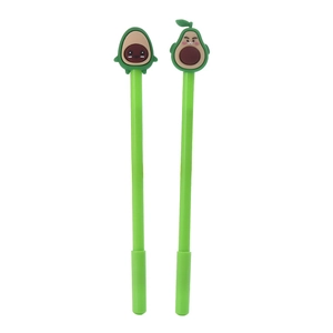 Due penne gel creative a forma di avocado con simpatiche espressioni per studenti
