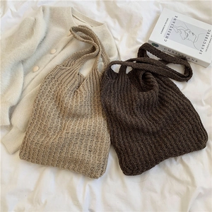 Knitted Woven Tote Bag Large Capacity Crochet Handbag Soft Shoulder Bag Minimalist Elegant Versatile For Women