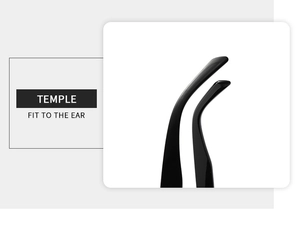 Ergonomic temple design of black retro sunglasses for a comfortable fit to the ear