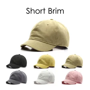 Casquette De Baseball À Bord Court Soft Top Sergé De Coton Couleur Unie Ajustable Chapeau De Soleil Hommes Femmes Rétro Style Japonais