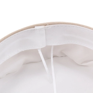 Adjustable beige baker boy hat inner sweatband with drawstring for size customization