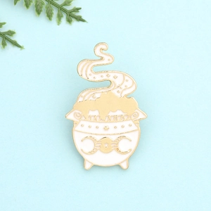 Cauldron enamel pin with moon and stars design for clothing and hats decoration