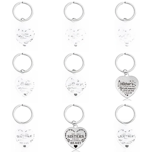 Heart Keychain Stainless Steel Engraved Sentimental Quote Mother Daughter Sister Friendship Gift Polished Metal Pendant