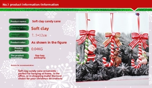Detailed polymer clay Santa and snowman candy cane hanging ornaments for Christmas tree