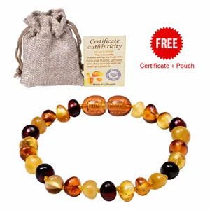 Natural Baltic Amber Baby Bracelet Irregular Raw Gemstone Beads With Safety Knots And Screw Clasp For Infants Toddlers