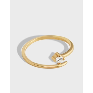Minimalist 925 Sterling Silver Open Ring For Women Fashion Gold Plated Meteor Rhinestone Adjustable Finger Jewelry Star Ring Gift