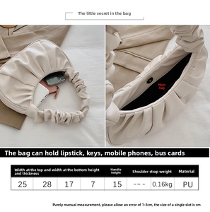 Spécifications de taille et structure interne du sac à main nuage plissé