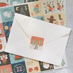 Christmas advent calendar countdown stickers numbered 1 to 24 with colorful festive designs