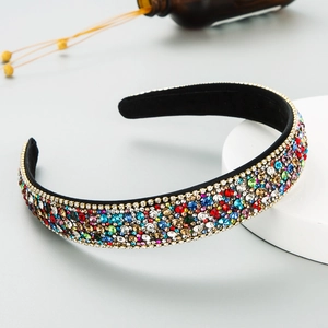 Cerchietto largo con strass colorati su base bianca per accessori per capelli alla moda
