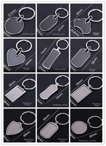 Detail showing various geometric metal keychains for custom laser logo engraving