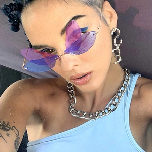 Dragonfly Wing Sunglasses Women Rimless Metal Frame Gradient PC Lens Trendy Butterfly Shape Party Prom Eyewear