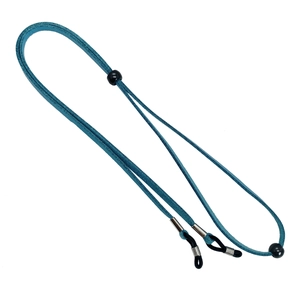 Detailansicht der verstellbaren blauen Wildleder-Brillenkette mit Silikonschlaufen
