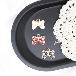 Charmants Pendentifs Nœud À Pois En Alliage Et Émail Pour Fabrication De Bijoux DIY Accessoires