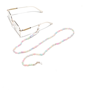 Colorful handmade beaded glasses chain with candy tones and white silicone loops