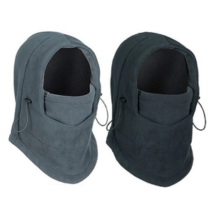 Winter thermal balaclava for cycling and skiing with adjustable drawstring and fleece lining