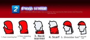 6-in-1 multi-functional way to wear the red thermal cycling balaclava and neck warmer