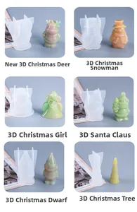 Detailed 3D silicone molds for DIY Christmas resin crafts including Santa and Snowman