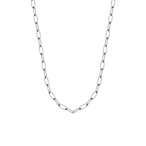 Minimalist silver chain necklace with oval links for hip hop style and unisex fashion