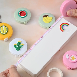 Mini round portable soft tape measure 150cm with cute fruit and rainbow patterns