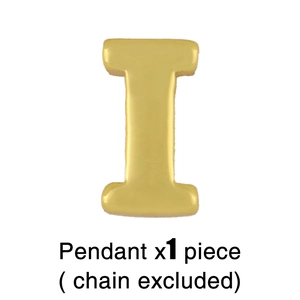 Polished gold letter I pendant macro view, minimalist jewelry piece without chain