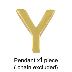 Detailed close-up of polished gold letter Y pendant with smooth metallic finish
