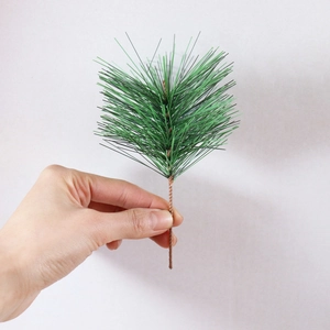 Detail of 12cm artificial green PVC pine needle branch for Christmas decoration