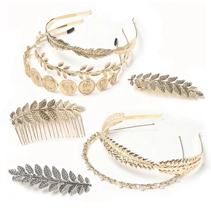Leaf Hair Clip Headband Comb Greek Goddess Style Alloy Metal Retro Elegant For Women Wedding Party Accessory