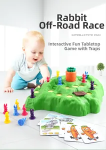 Detailed view of the 3D bunny race board game hill base with colorful rabbit figures