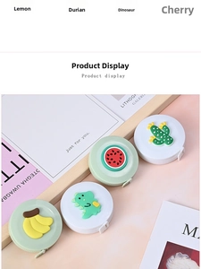 Mini retractable tape measure with cute 3D cartoon fruit and dinosaur patterns