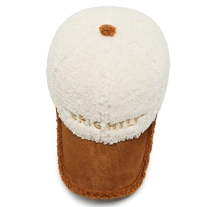 Berretto da baseball invernale in lana di agnello con ricamo BRIGHTLY bianco e marrone