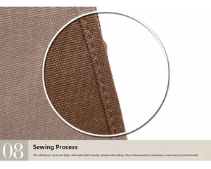 Close-up of tight stitching and durable brown canvas texture on the crossbody bag