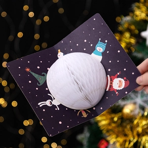 Creative 3D Christmas pop-up greeting card featuring a festive snowman and Santa design