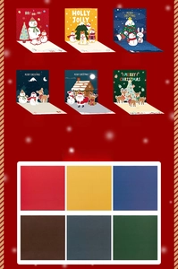 Detail of 3D Christmas pop-up greeting cards featuring reindeer, Santa and tree designs