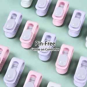 Needle-free duvet clips in macaron colors for securing bed sheets and comforter covers