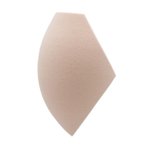 Macro shot of a nude sponge with an angular flat cut surface for makeup blending