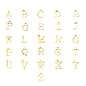 Capital Letter A-Z Alphabet Pendants 304 Stainless Steel Mirror Polished Charms DIY Jewelry Making Necklace Accessories