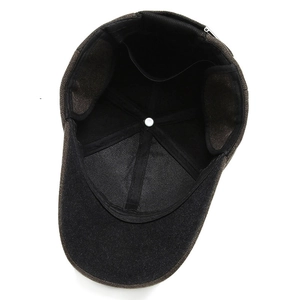 Men's winter baseball cap with ear flaps and thick tweed lining for warm protection