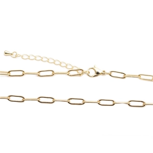 Chic hip hop gold paperclip link necklace with adjustable lobster clasp and drop pendant