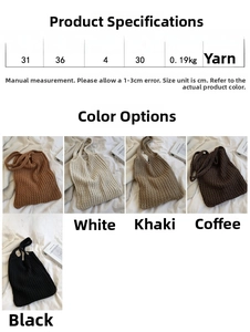 Especificaciones de tamaño del bolso tejido incluyendo ancho alto y material de punto