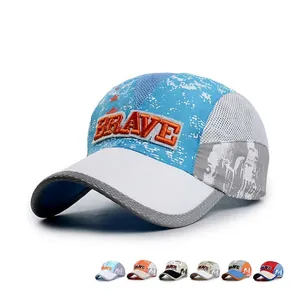 Kids Baseball Cap Quick Dry Mesh Breathable Outdoor Sports Hat Adjustable Color Block Brave Embroidery For Boys Girls