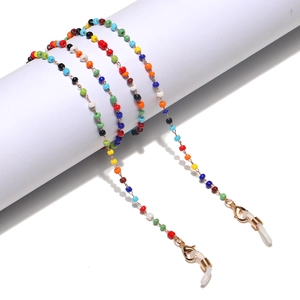 Colorful Beaded Glasses Chain And Mask Lanyard With Metal Lobster Clasps And Silicone Loops Handmade Rainbow Stylish Anti-Lost