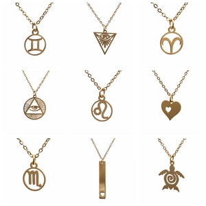 Titanium steel gold necklaces set with diverse constellation and heart shape pendants