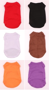 Detailed grid display of pet t-shirts in red, black, white, coffee, orange, and purple colors