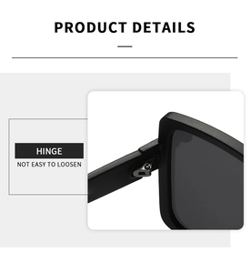 Close-up of durable metal hinges on minimalist black matte sunglasses frame