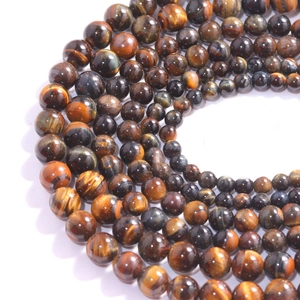 Natural yellow tiger eye gemstone loose beads for DIY handmade bracelets jewelry making accessories.