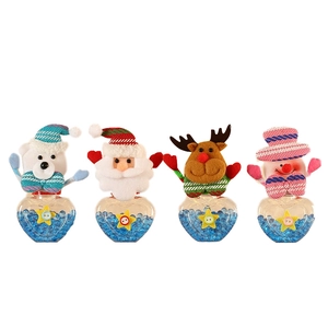 Mini Christmas candy jars with Santa, Reindeer, Snowman, and Polar Bear plush tops