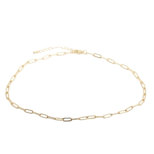 Gold paperclip link chain necklace for women featuring a lobster clasp and extension