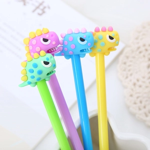 Cartoon Dinosaur Gel Pens Silicone Head Cute Stationery For School Office Students Smooth Writing Black Ink